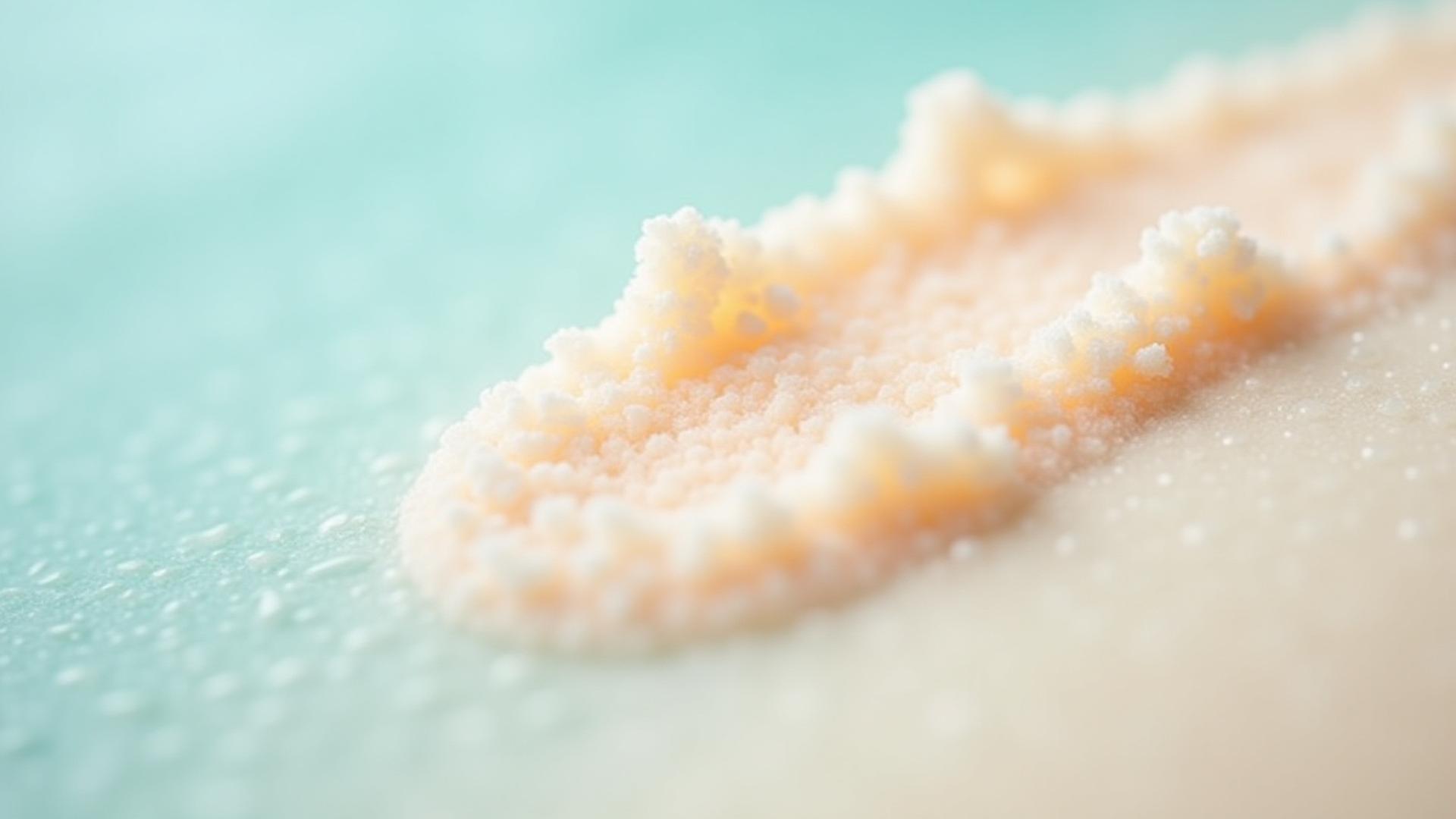 Tekstur halus scrub ekfoliasi karang dengan zarah marin